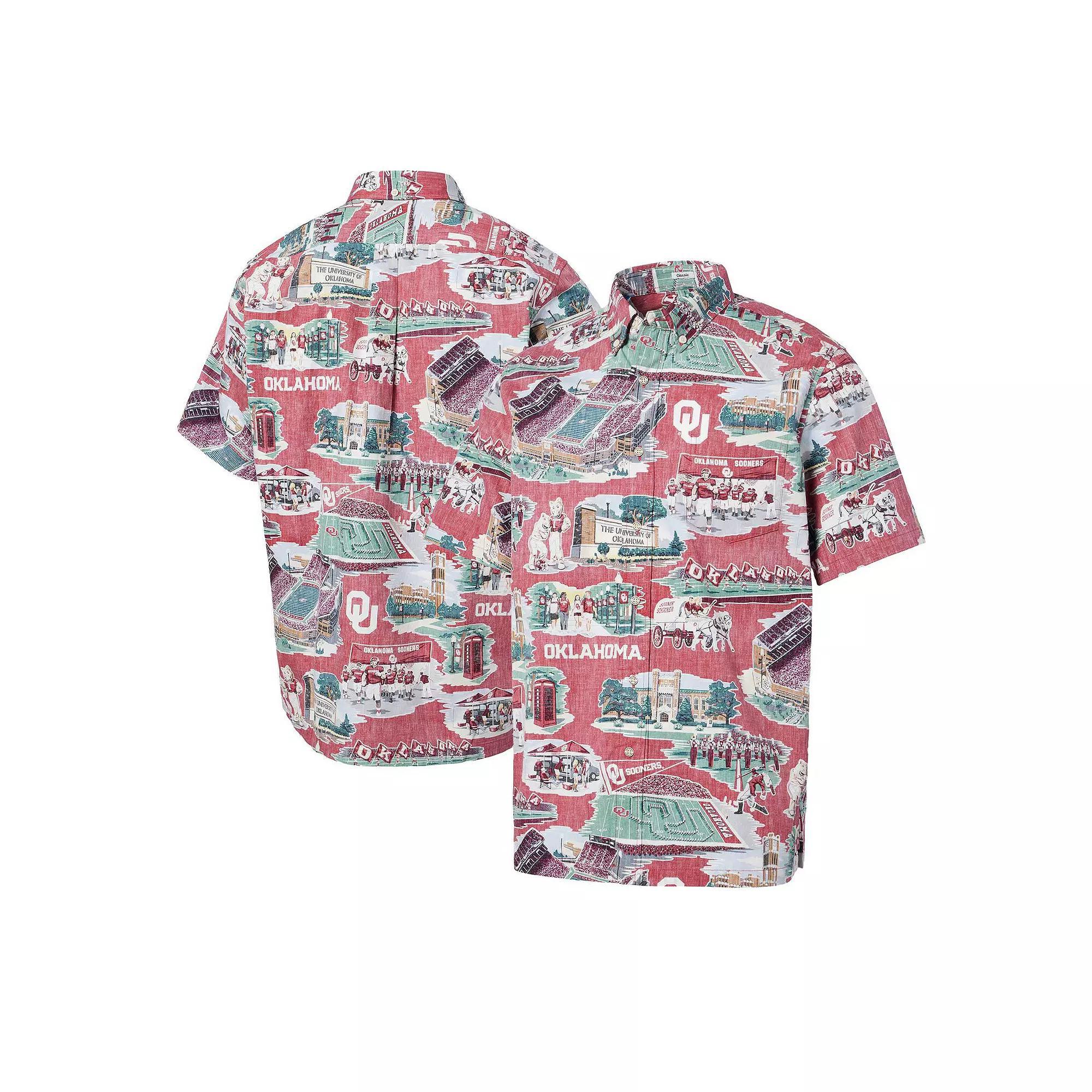 Men's Reyn Spooner  Crimson Oklahoma Sooners Scenic Button-Down Shirt, Size: Medium, Red Product Image