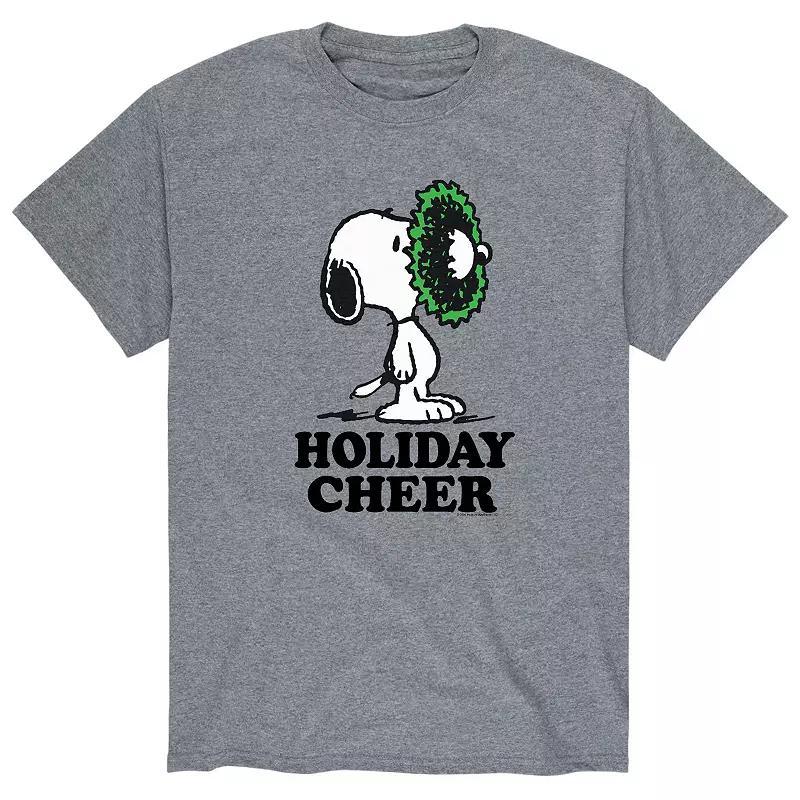 Mens Peanuts Holiday Cheer Tee Athletic Grey Product Image