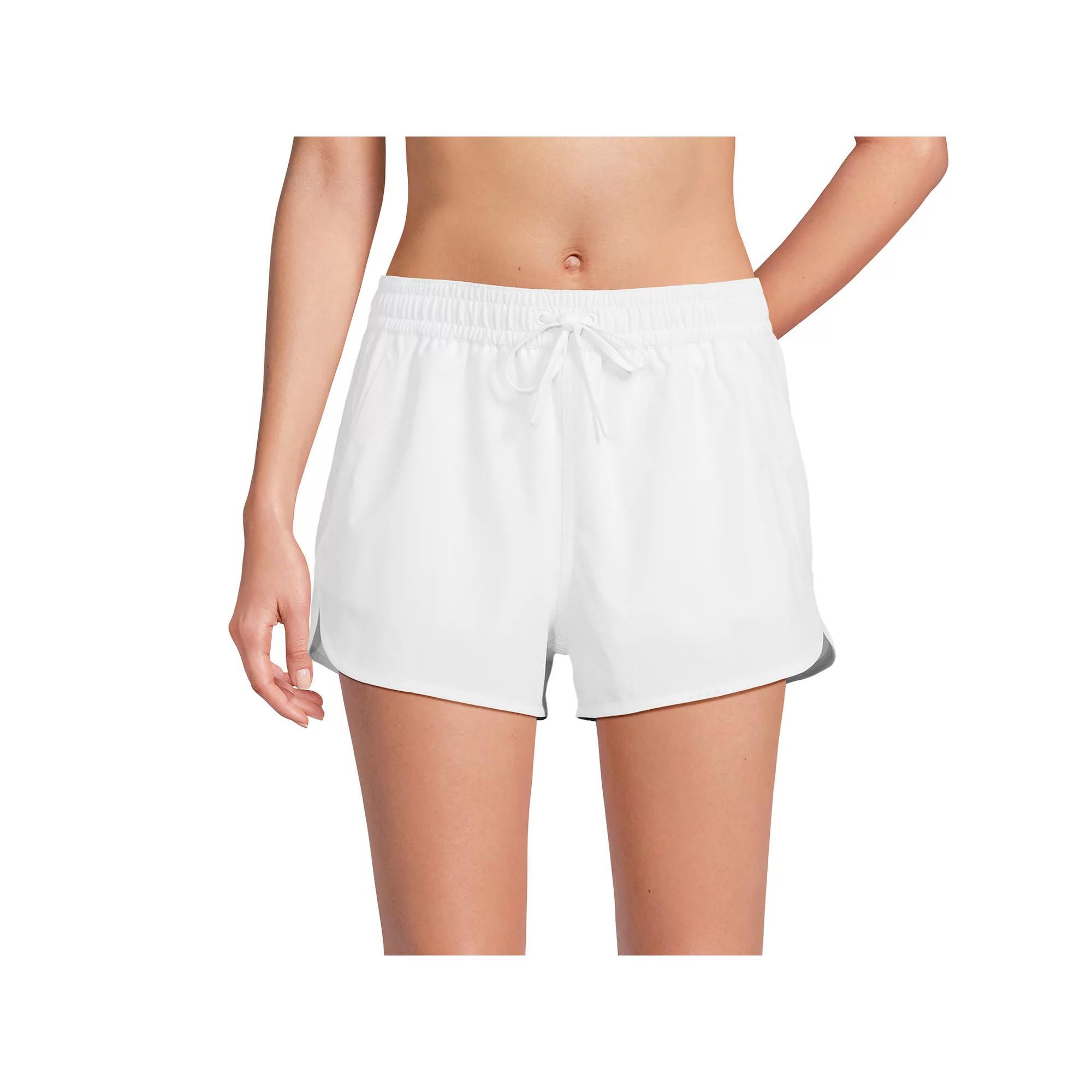 Women's Lands' End Woven Packable Dolphin Hem Swim Cover-Up Shorts,  Product Image