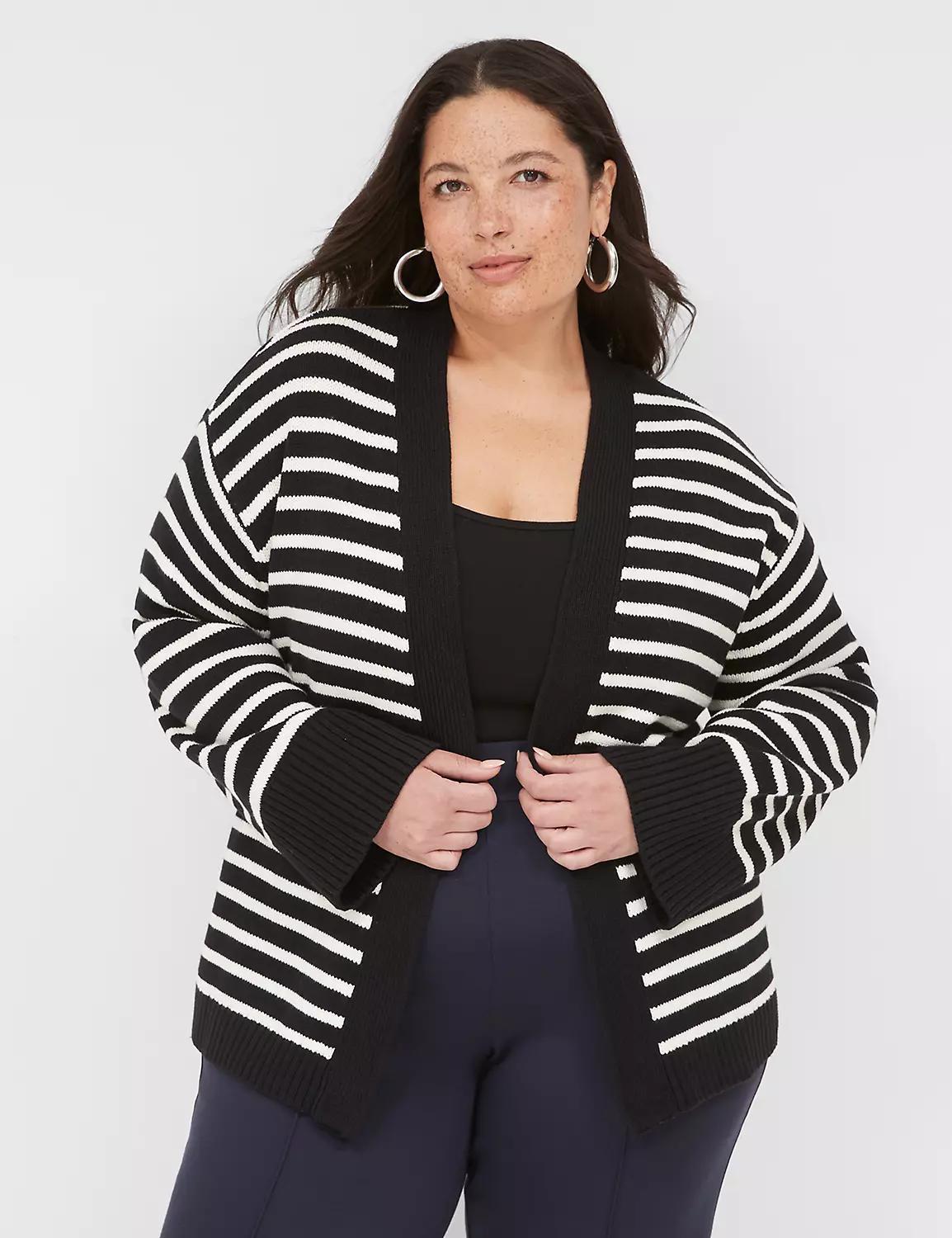 Open-Front Striped Cardigan Product Image