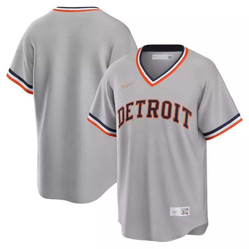 Mens Nike Gray Detroit Tigers Road Cooperstown Collection Team Jersey Product Image