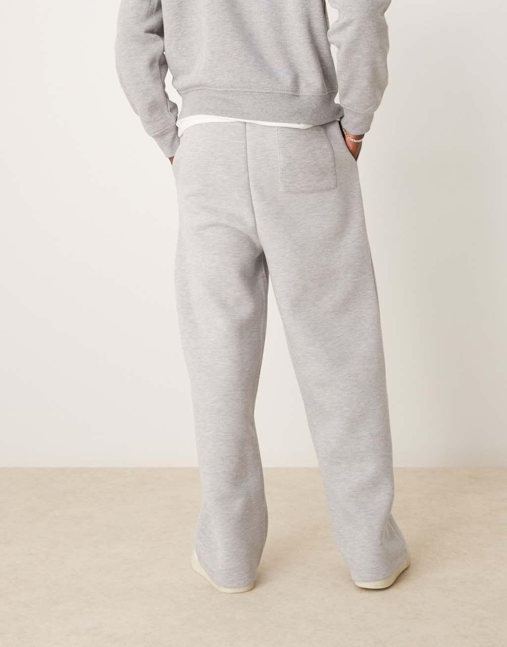 ASOS DESIGN wide leg scuba sweatpants in gray heather Product Image
