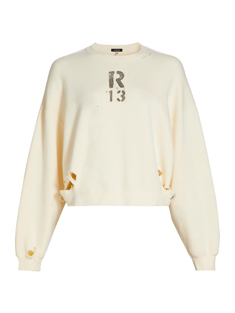 Womens Distressed Crewneck Sweatshirt Product Image