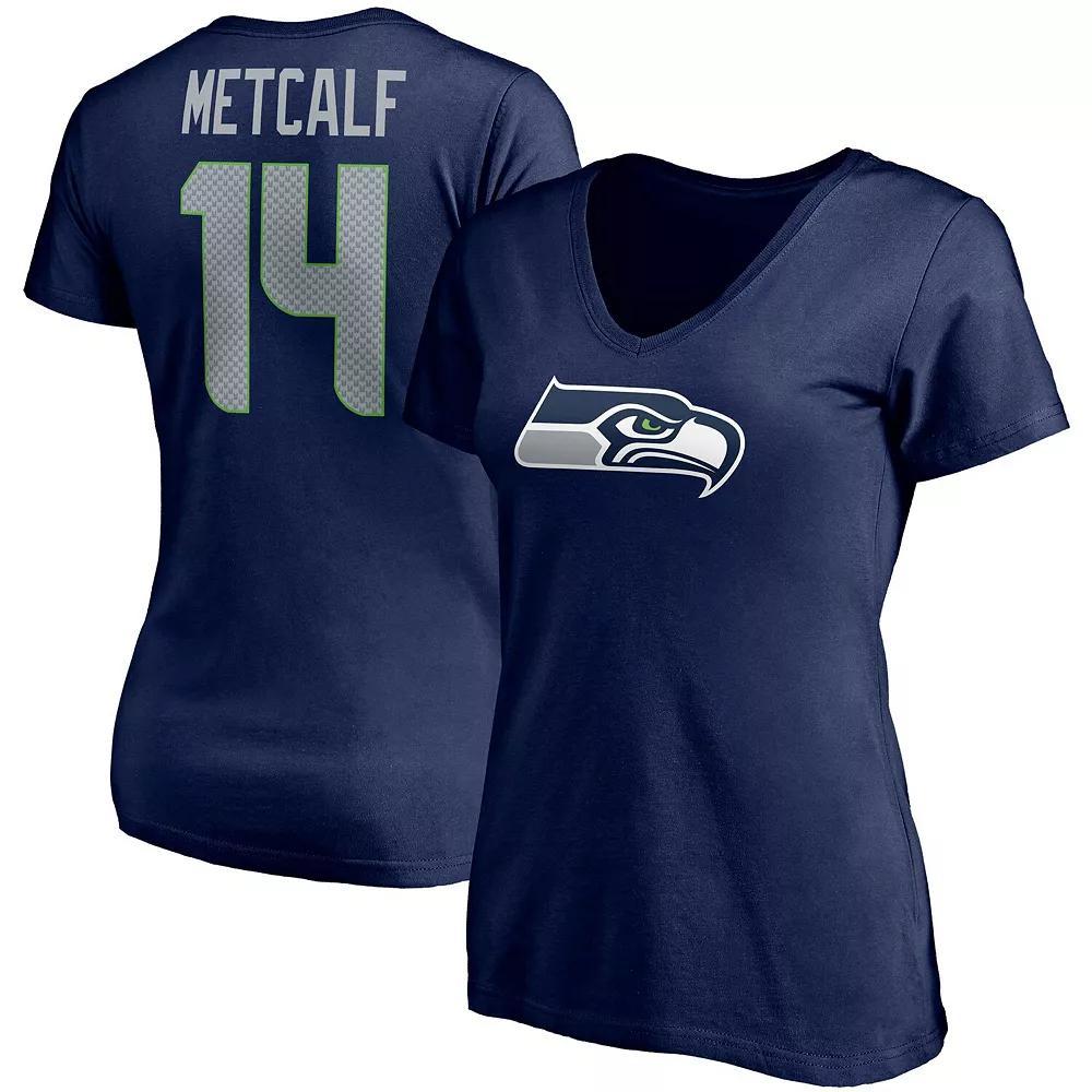 Women's Fanatics Branded DK Metcalf College Navy Seattle Seahawks Player Icon Name & Number V-Neck T-Shirt, Size: XL, Blue Product Image