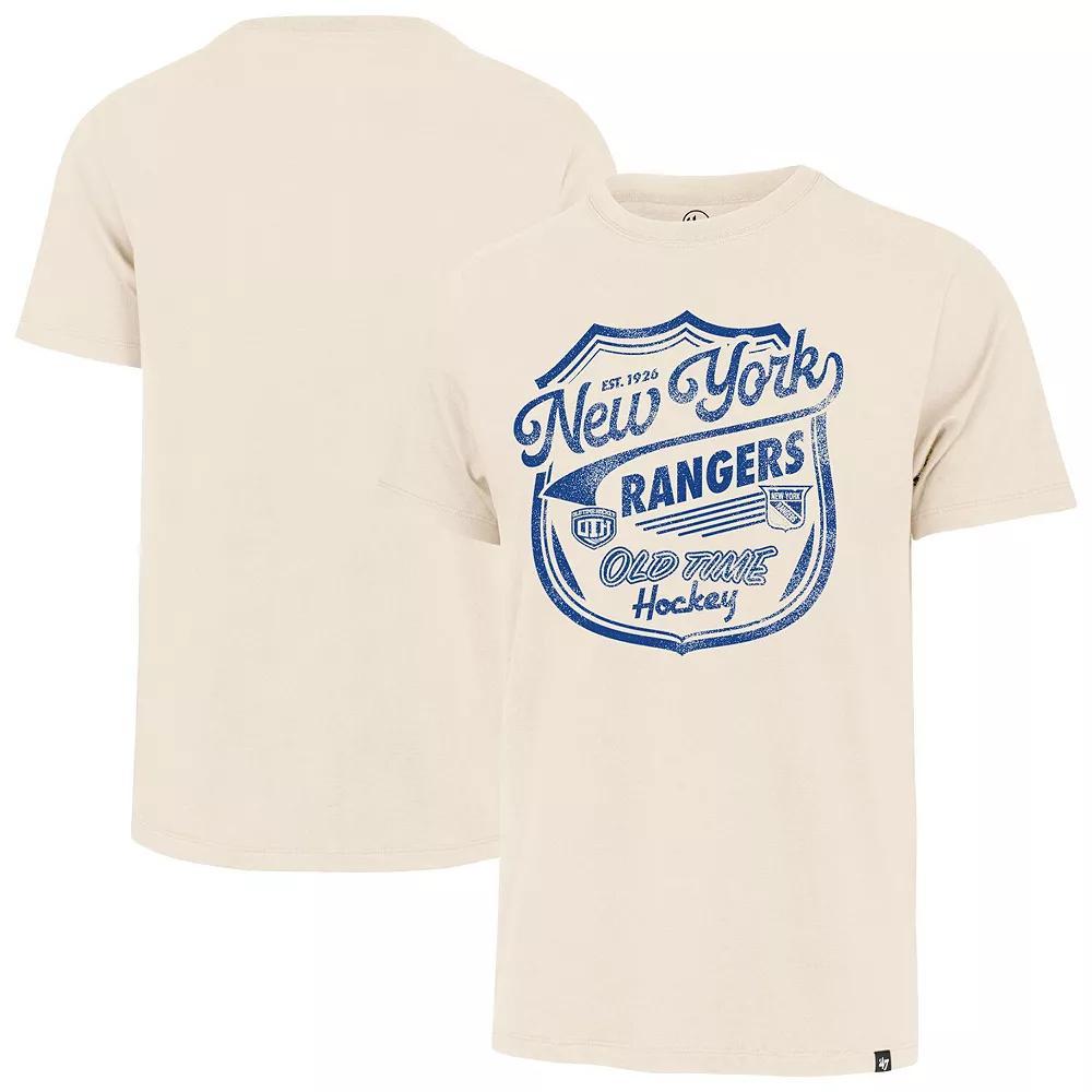 Men's '47 Cream New York Rangers Poke Check Franklin T-Shirt,  Product Image