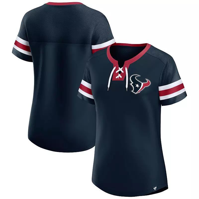 Women's Fanatics  Navy New England Patriots Lace-Up Bling T-Shirt, Size: Large, Blue Product Image