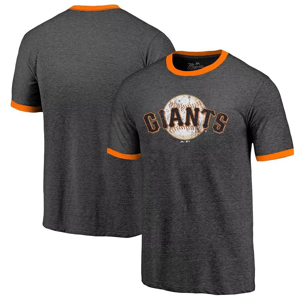 Men's Majestic Threads Black San Francisco Giants Ringer Tri-Blend T-Shirt, Size: Small Product Image