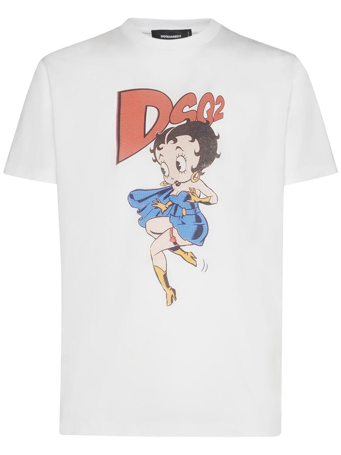 DSQUARED2 X Betty Boop Cotton T-shirt In White Product Image