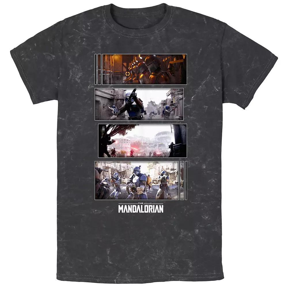 Men's Star Wars The Mandalorian Attack Scenes Boxes Mineral Wash Graphic Tee,  Product Image