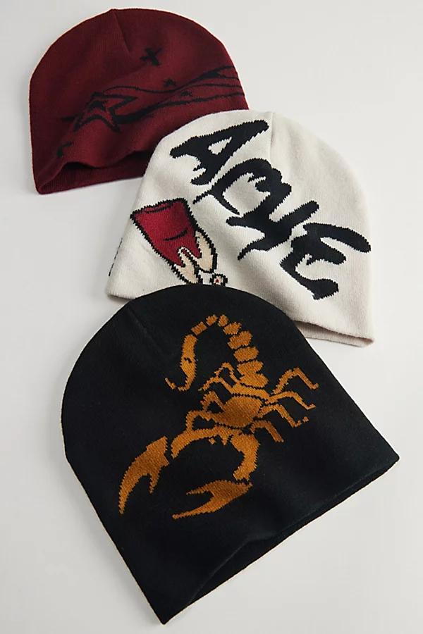 Fitted Graphic Beanie Mens at Urban Outfitters Product Image