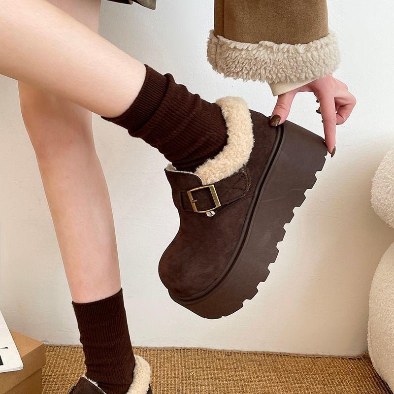 Buckled Fleece-Lined Platform Loafers Product Image