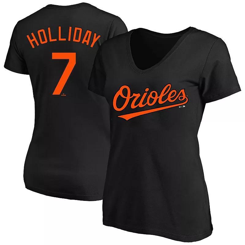 Women's Jackson Holliday Black Baltimore Orioles Plus Size Name & Number V-Neck T-Shirt, Size: 2XL Product Image