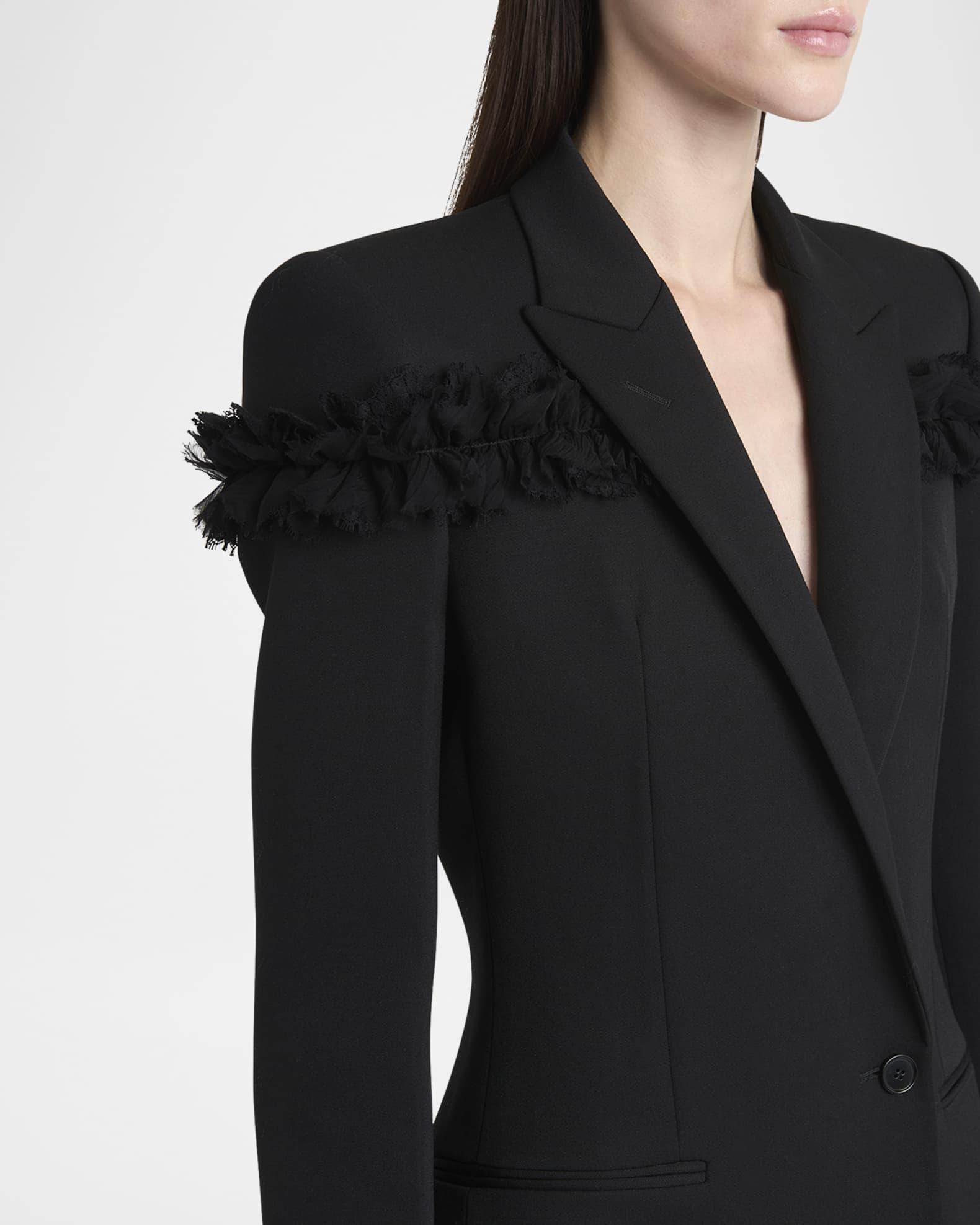 Ruffle Single-Breasted Wrap Blazer Jacket Product Image