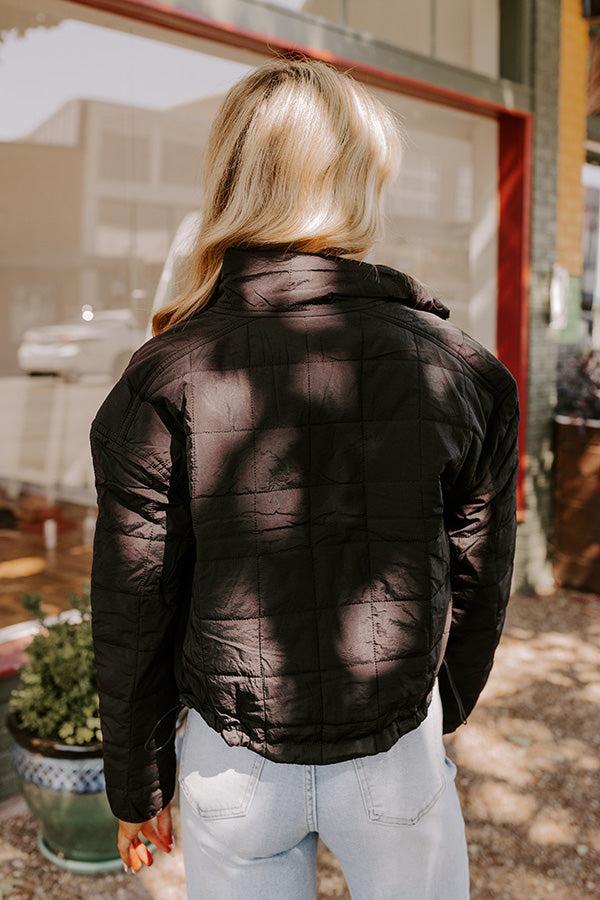 Crisp Leaves Puffer Jacket in Black Product Image