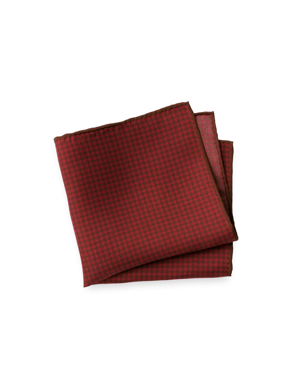 Houndstooth Silk Pocket Square - Burgundy Product Image