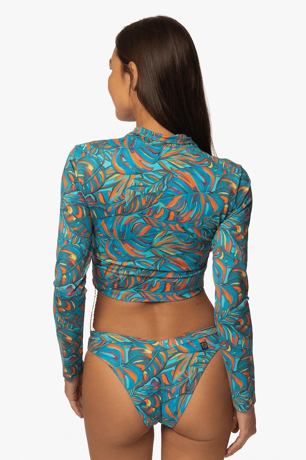 Tofino Long Sleeved Crop 1/4 Zip-up Rashguard - Paradise Female Product Image