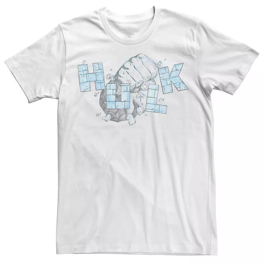 Men's Marvel Hulk Fist Block Letters Poster Graphic Tee, Size: XL, White Product Image