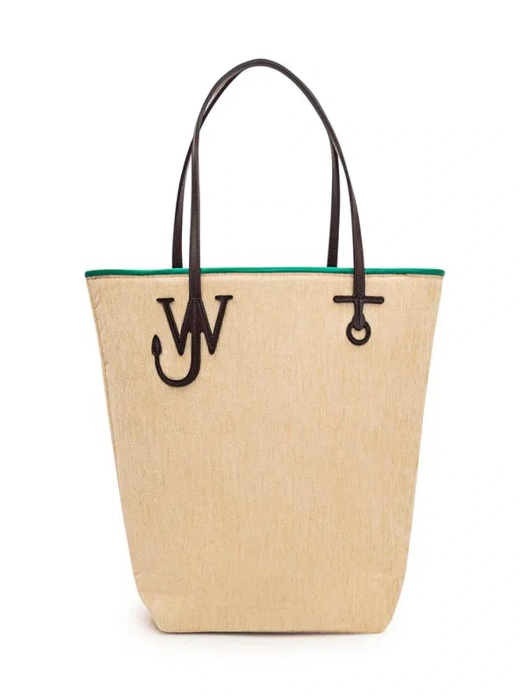 JW ANDERSON Anchor Logo Plaque Tote Bag In Beige Product Image