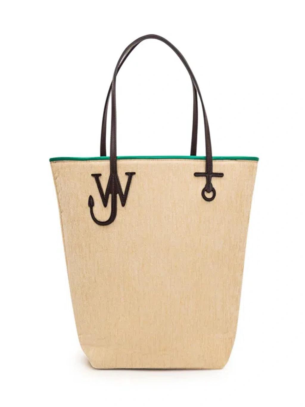 JW ANDERSON Anchor Logo Plaque Tote Bag In Beige Product Image