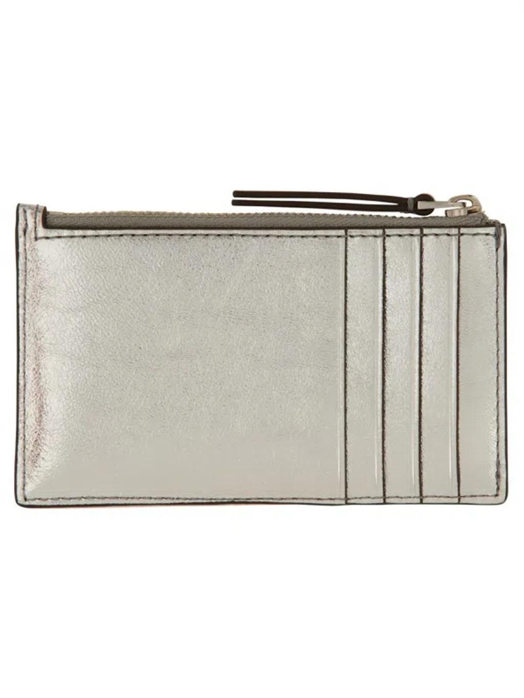 TORY BURCH Card Holder "kira" With Zipper In Silver Product Image