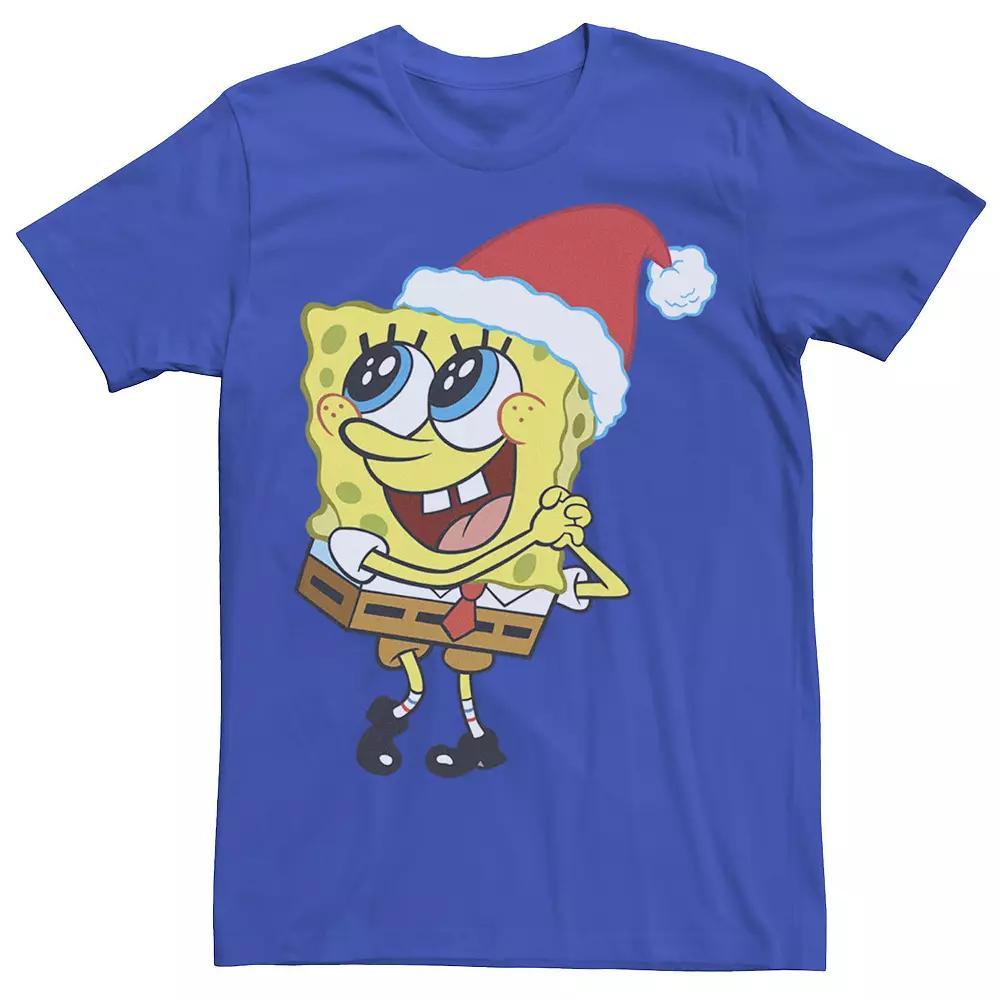 Men's Spongebob Squarepants Santa Hat Dreaming Of Christmas Tee, Size: Medium, Royal Grey Product Image