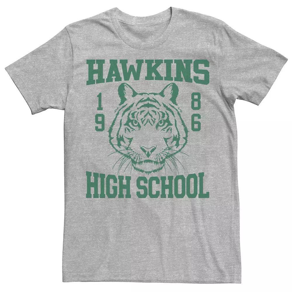 Men's Netflix Stranger Things Tiger Hawkins High School 1986 Tee, Size: Medium, Athletic Grey Product Image