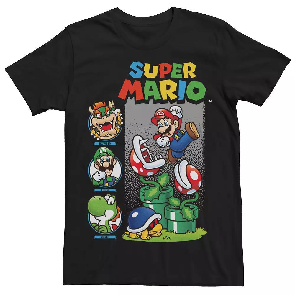 Men's Nintendo Super Mario Bros. Mario Jumping Plants Graphic Tee, Size: Medium, Black Product Image