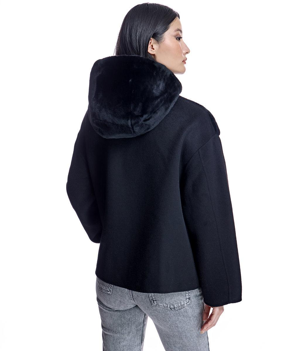 Hooded Shearling and Wool Jacket-Maximilian Product Image