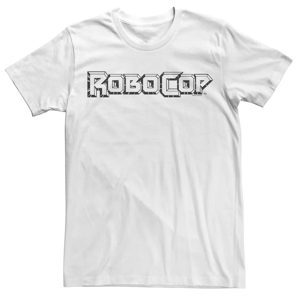 Men's RoboCop Outline Block Letter Movie Logo Tee, Size: Medium, White Product Image