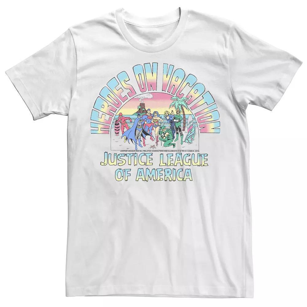 Men's DC Comics Heroes On Vacation Beach Portrait Tee,  Product Image