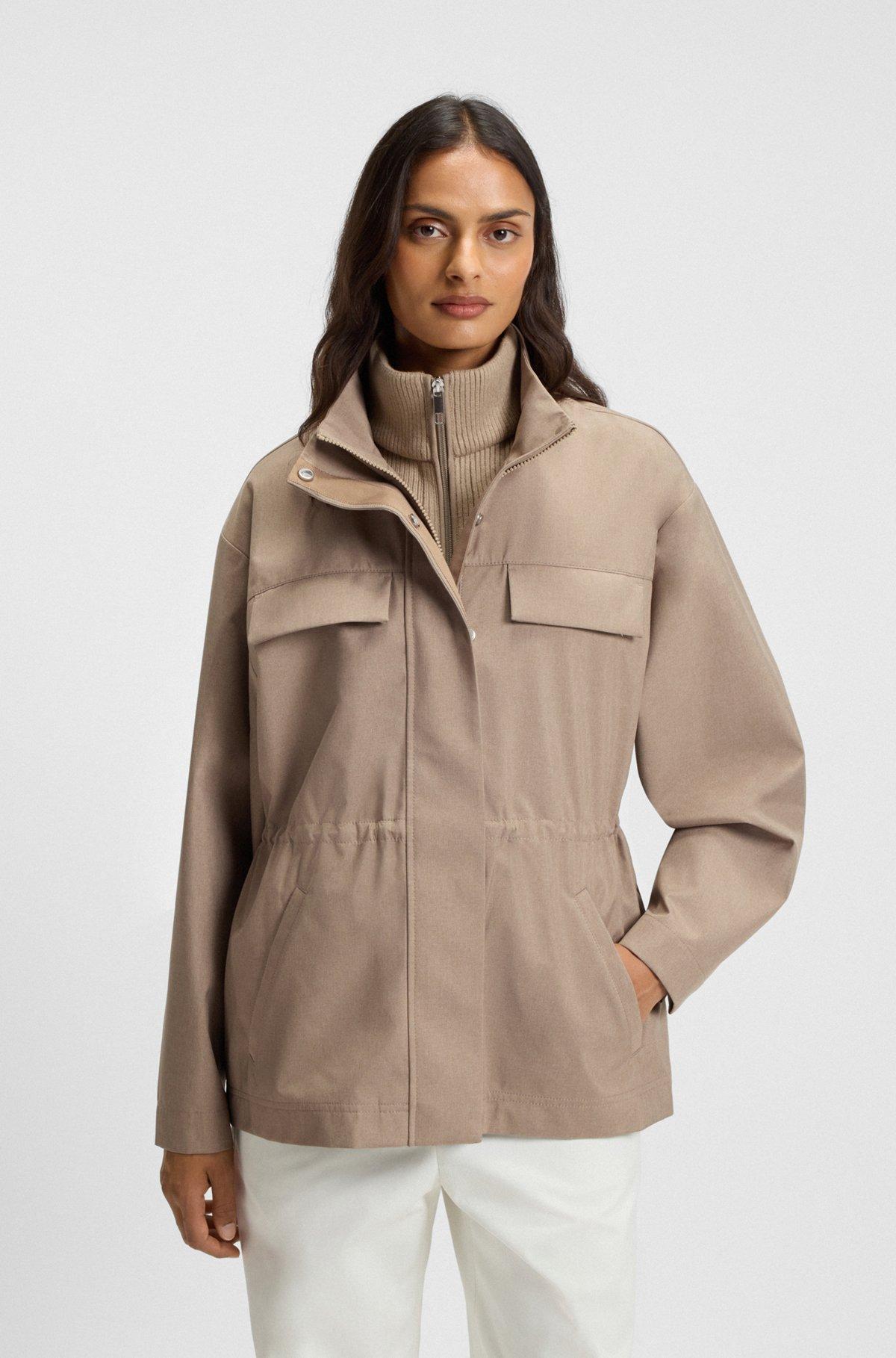 BOSS - Water-repellent jacket with gathered waist - Light Brown Product Image