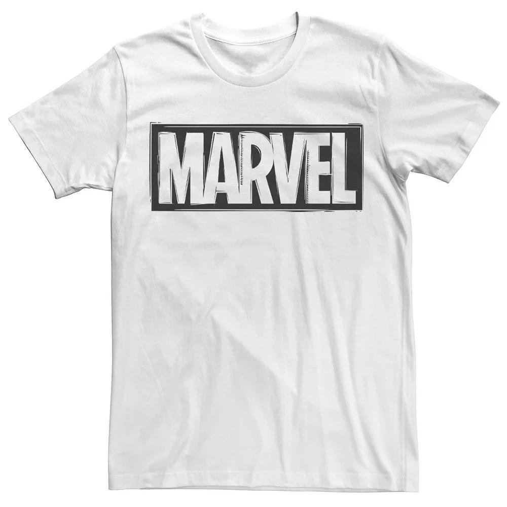 Men's Marvel Woodcut Logo Tee, Size: Small, White Product Image