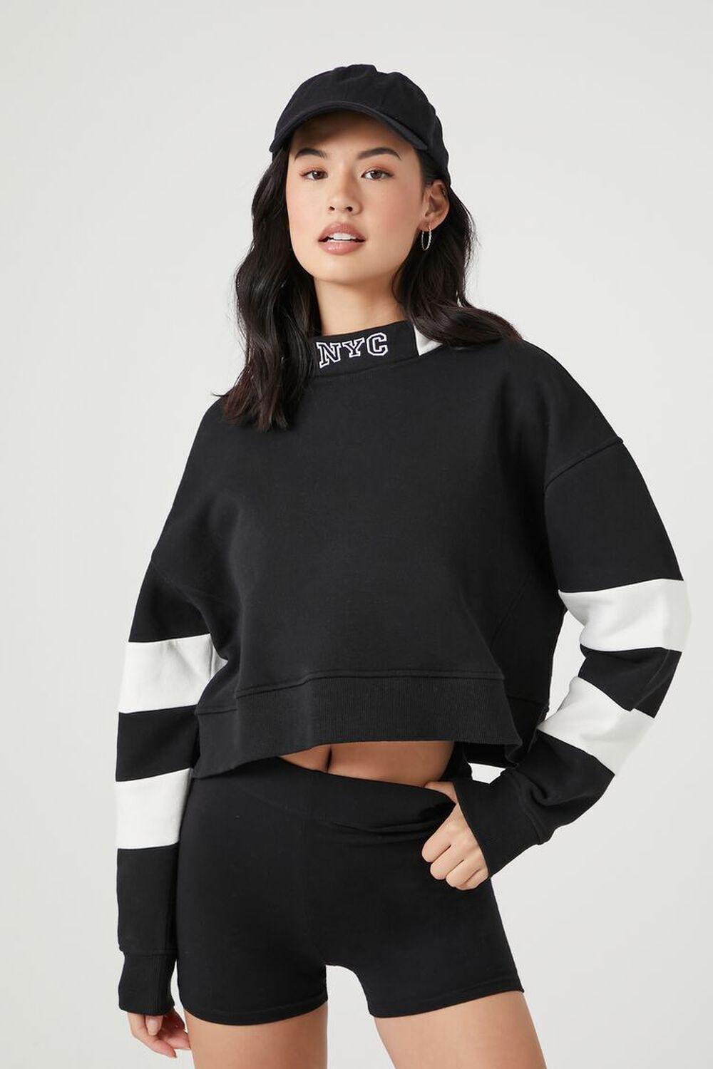 Fleece NYC Striped Graphic Pullover | Forever 21 Product Image