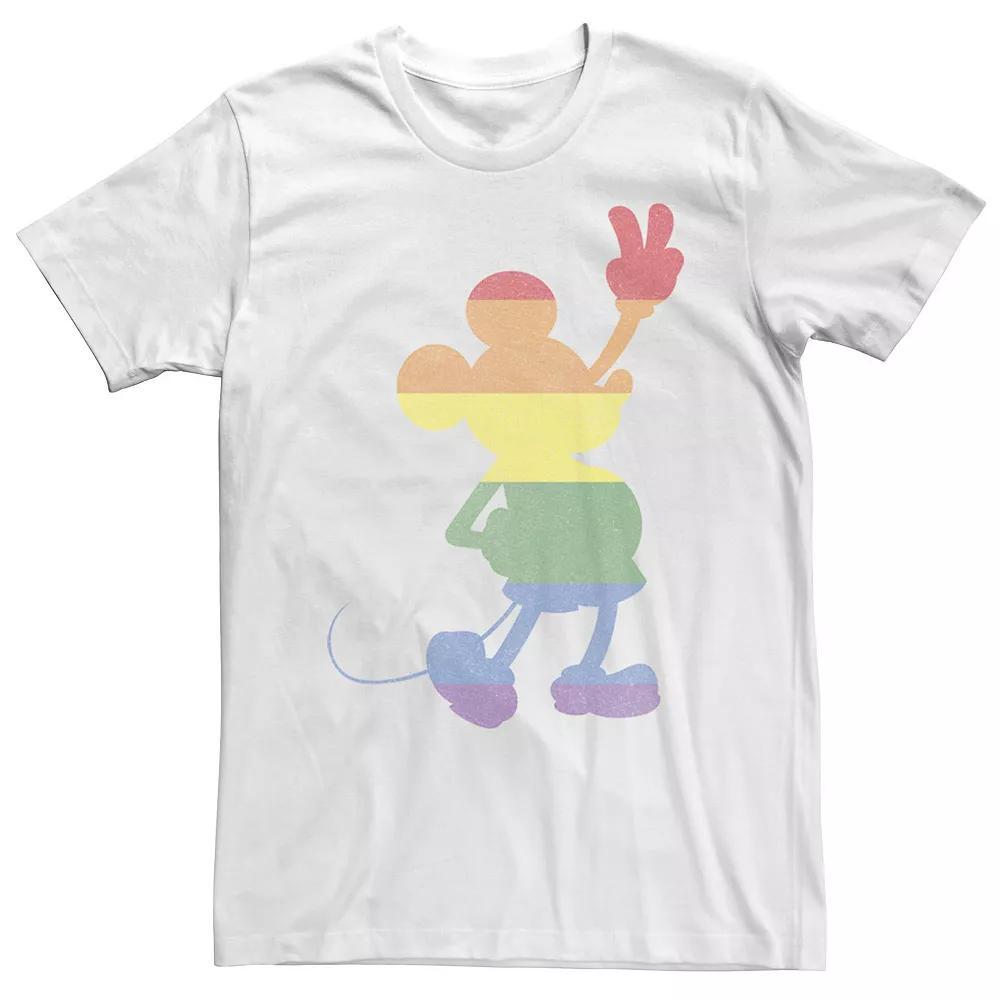 Big & Tall Disney Mickey And Friends Pride Rainbow Stripe Mickey Tee, Mens Product Image