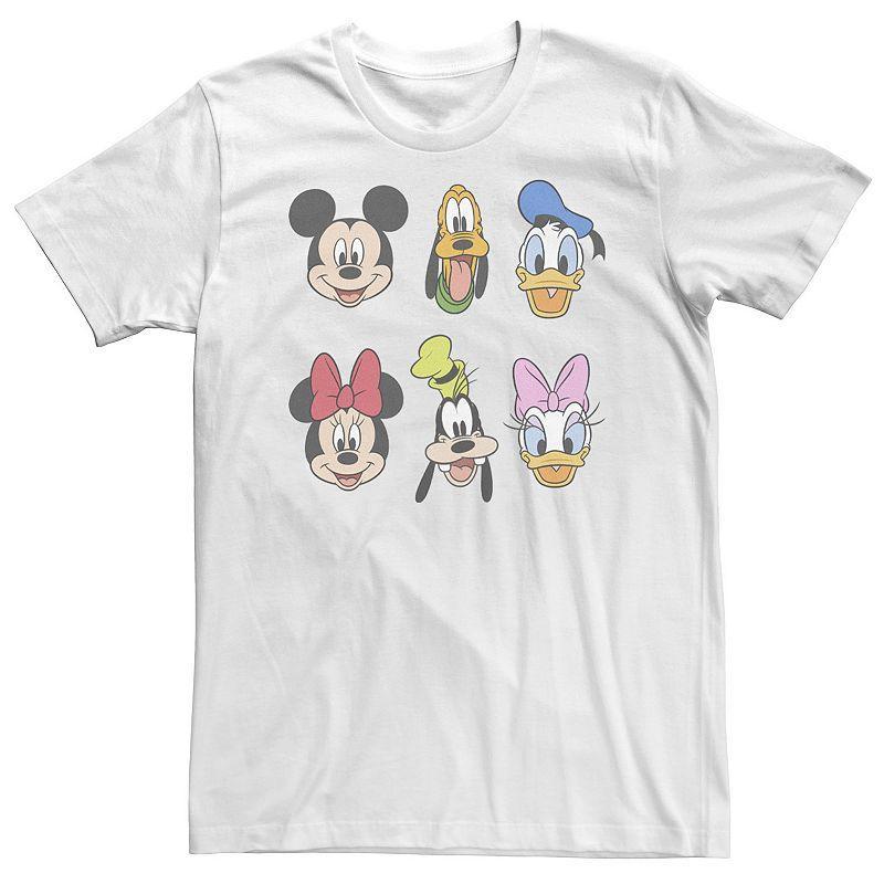 Big & Tall Disney Mickey & Friends Group Shot Heads Tee, Men's, Size: XL Tall, White Product Image