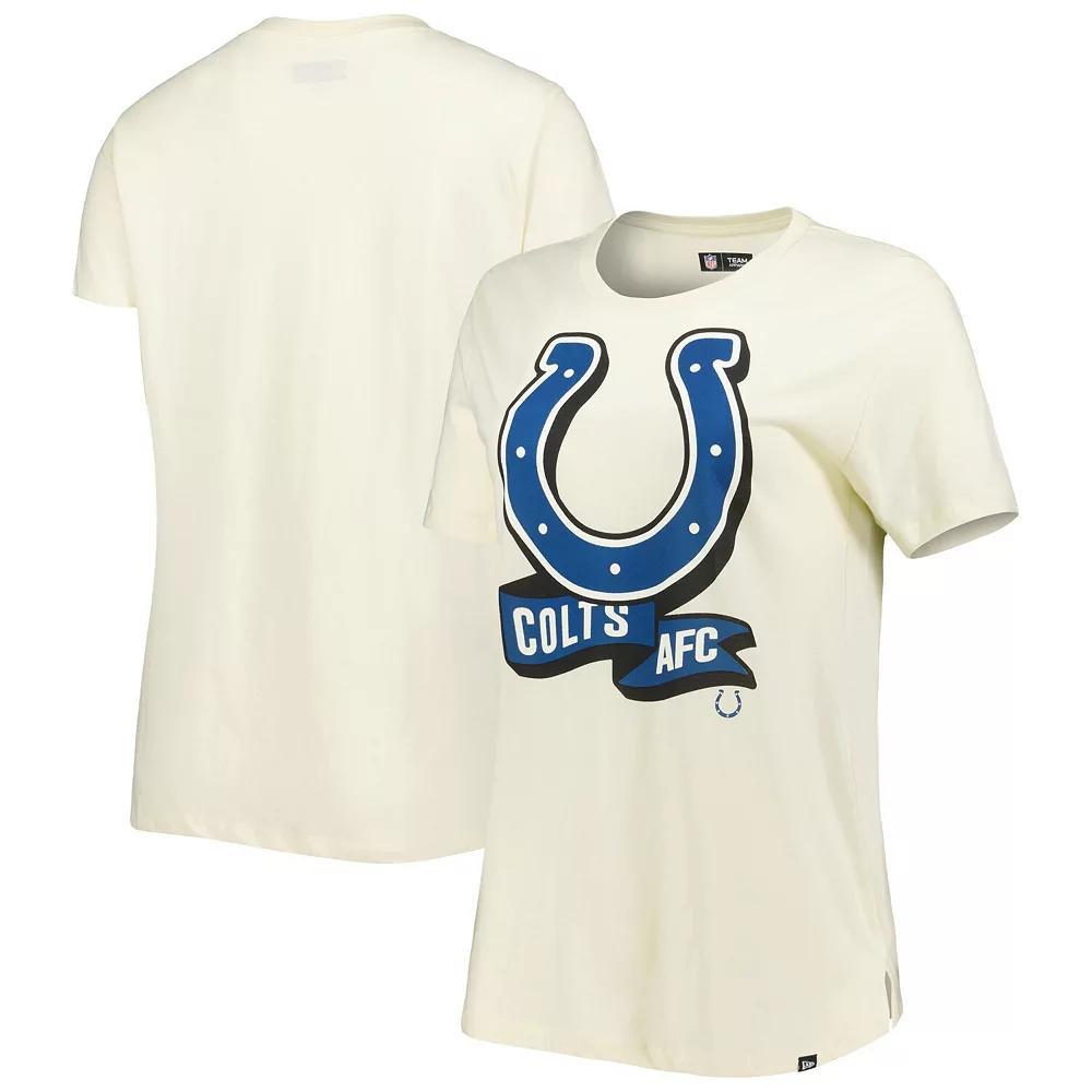 Women's New Era Cream Indianapolis Colts Chrome Sideline T-Shirt, Size: Medium, Beige Product Image