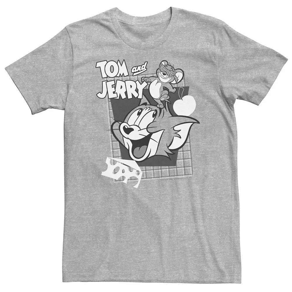 Big & Tall Tom And Jerry Retro Collage Greyscale Portrait Tee, Men's, Size: XXL Tall, Athletic Grey Product Image