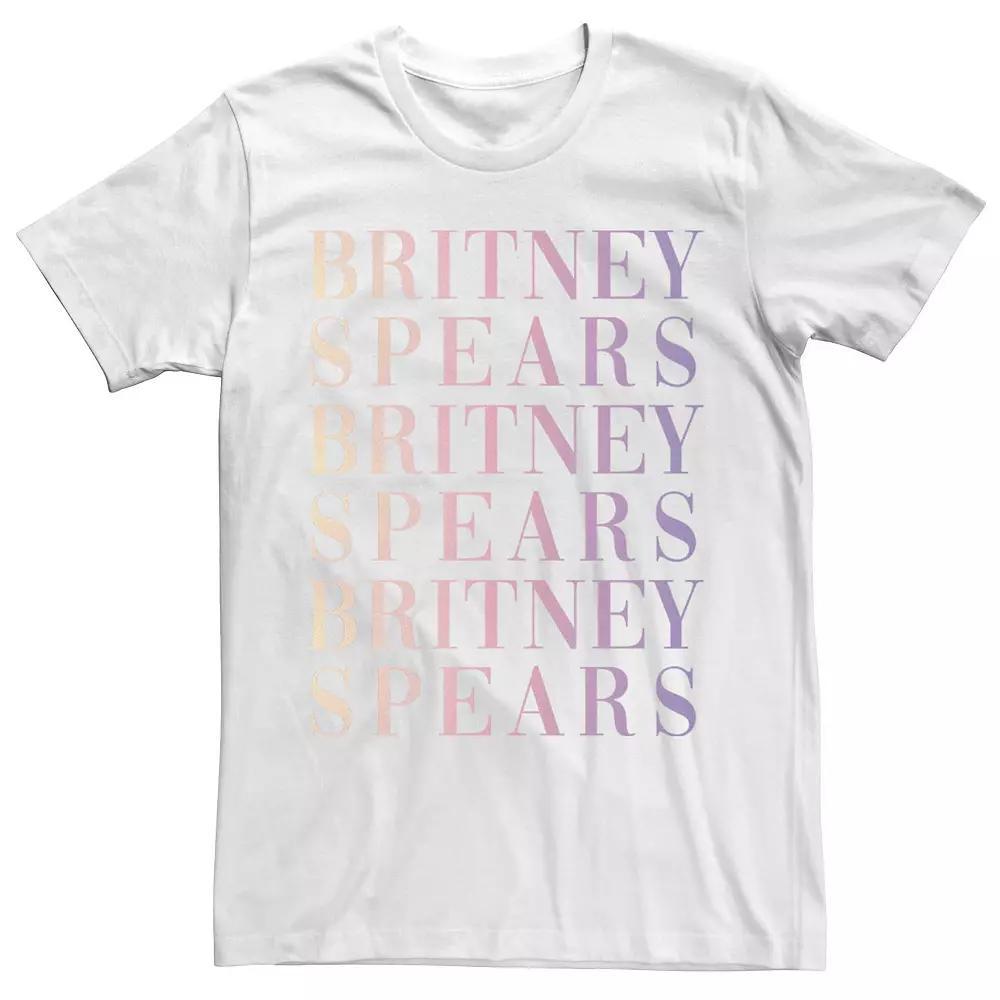 Men's Britney Spears Gradient Name Word Stack Tee, Size: Small, White Product Image