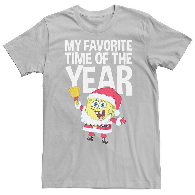 Mens Spongebob Squarepants Santa Christmas Tee Kelly Grey Product Image