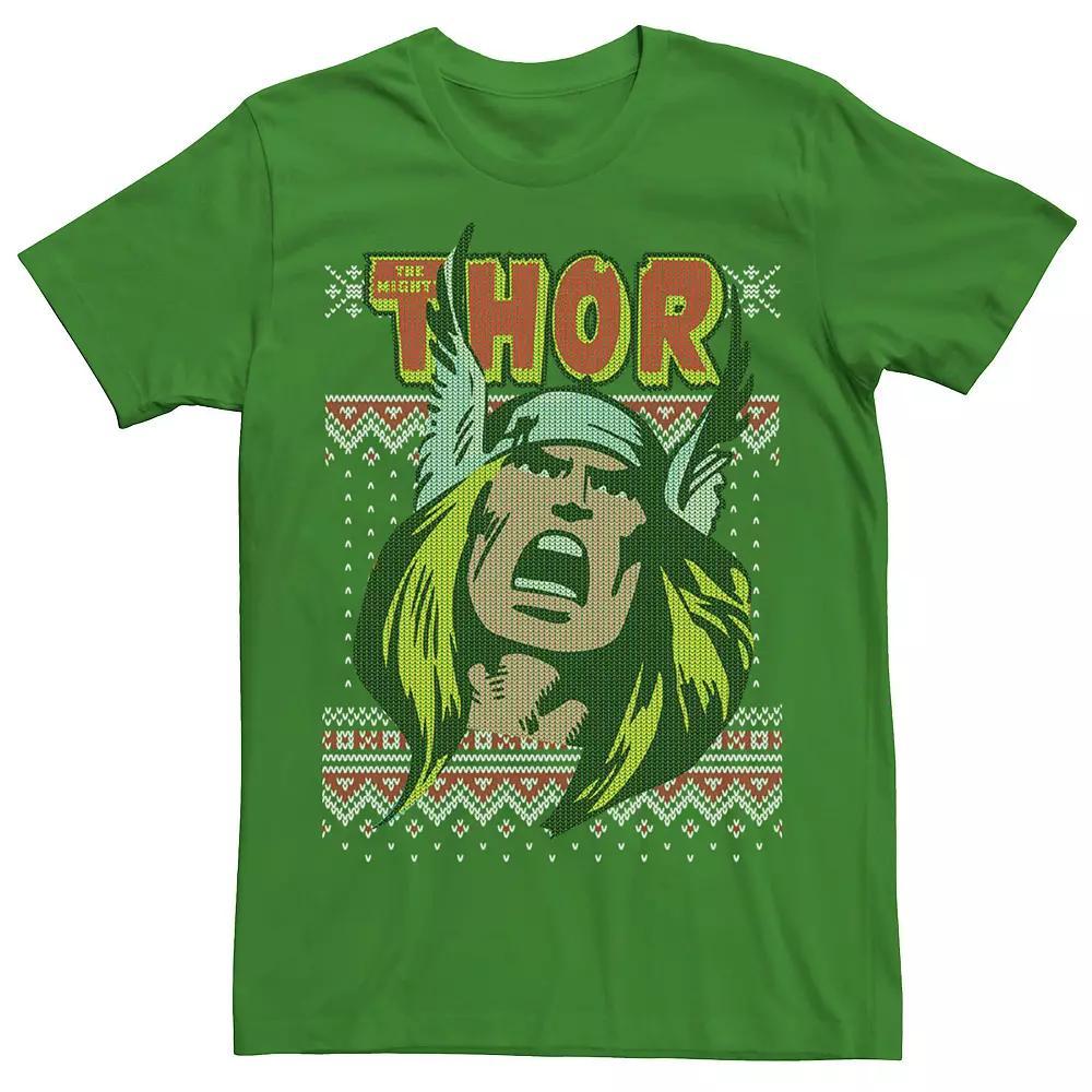 Men's Marvel Thor Retro Comic Holiday Ugly Sweater Tee,  Product Image