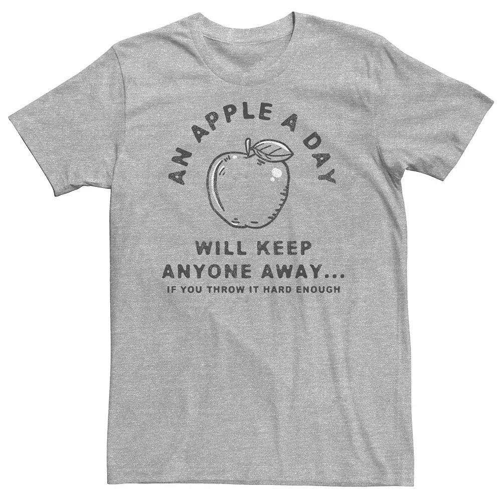 Men's Generic Apple A Day Humor Text Tee, Size: XS, Athletic Grey Product Image