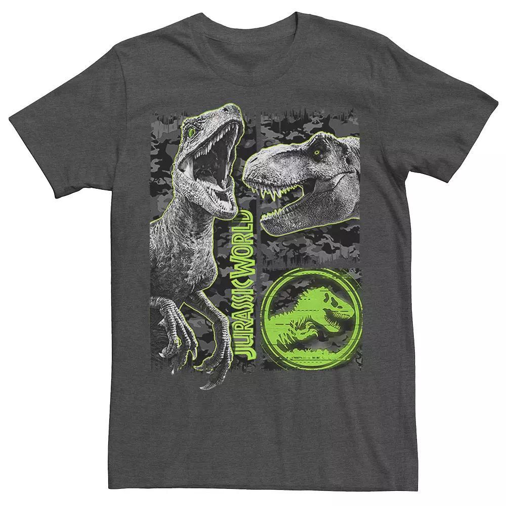 Men's Jurassic World Two Raptor T-Rex Camo Scratch Tee, Size: Large, Athletic Grey Product Image