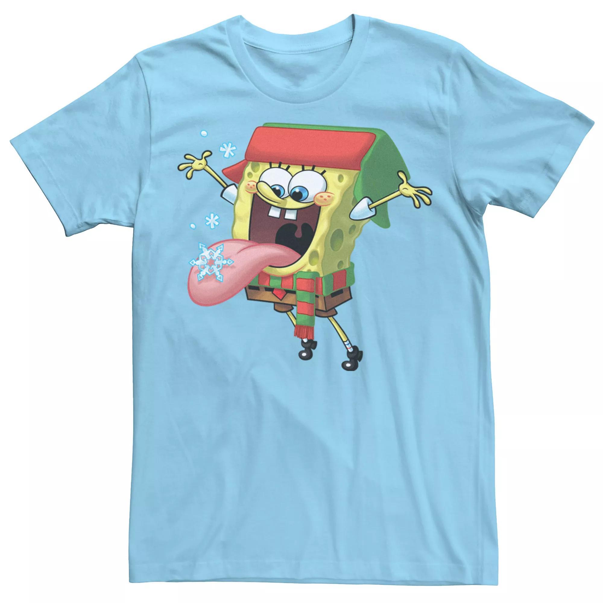 Men's Spongebob Squarepants Snowflake Holiday Tee, Size: XXL, Light Blue Product Image