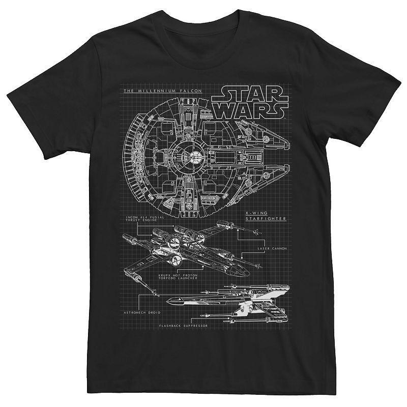 Men's Star Wars Rebel Schematic Grid Tee, Size: 3XL, Black Product Image