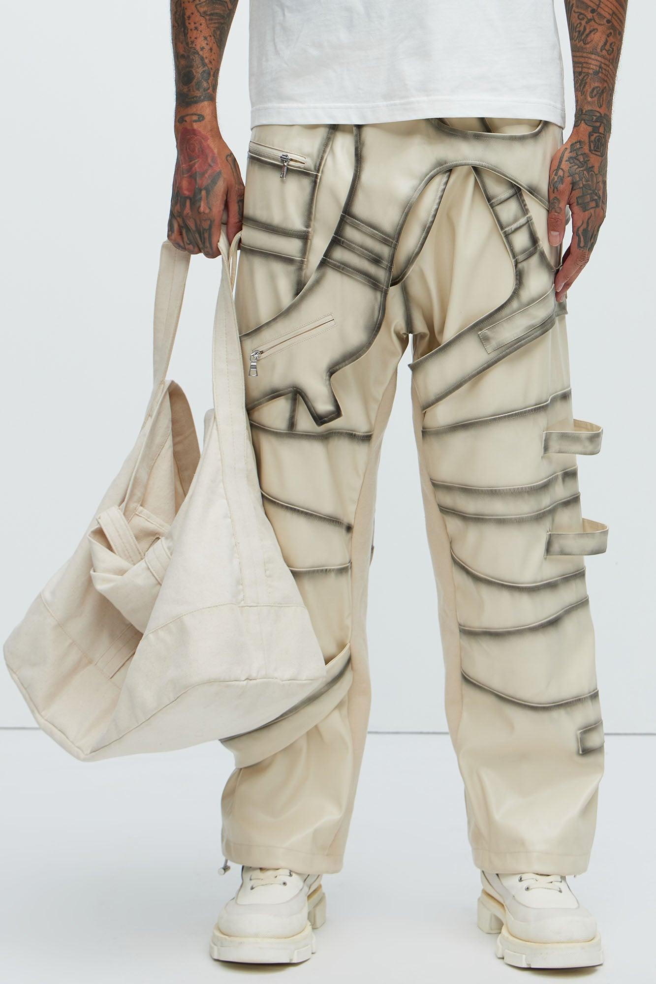 Split Vision Two Tone Belted Pants - Cream Product Image