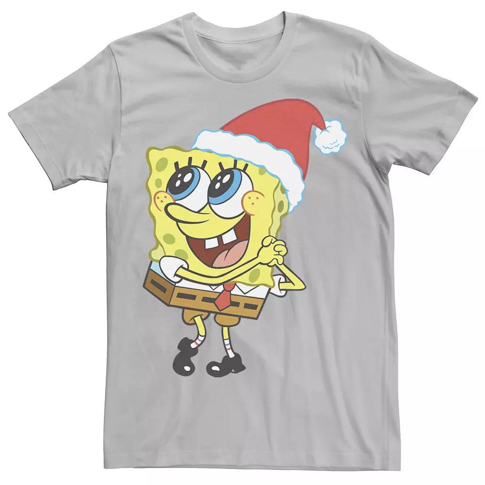 Men's Spongebob Squarepants Santa Hat Dreaming Of Christmas Tee, Size: Medium, Royal Grey Product Image