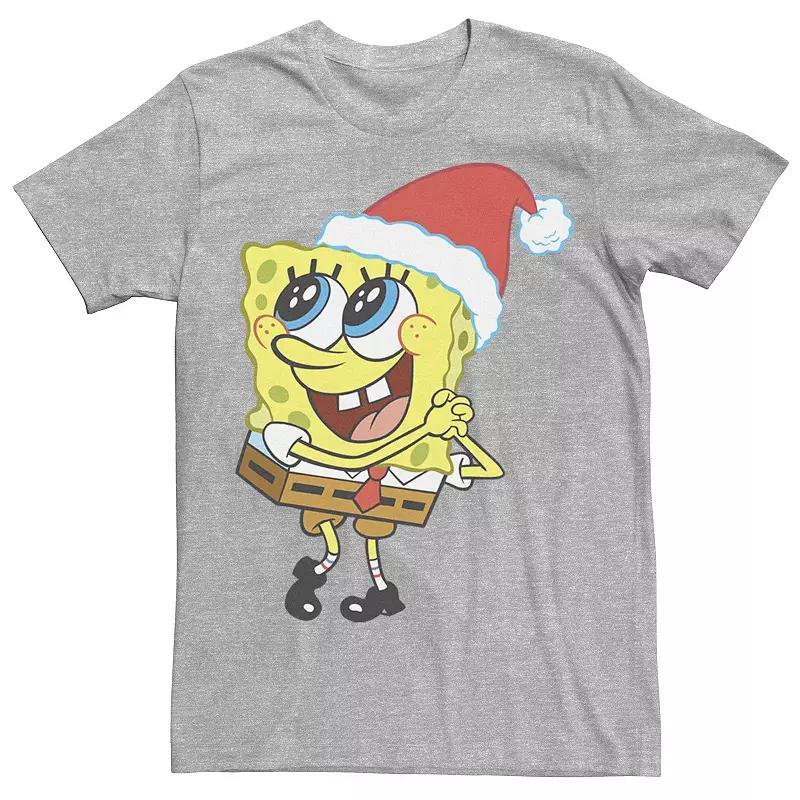 Men's Spongebob Squarepants Santa Hat Dreaming Of Christmas Tee, Size: Medium, Royal Grey Product Image