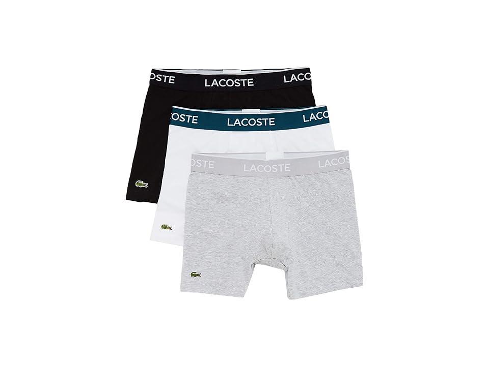 Lacoste Cotton Stretch Logo Waistband Long Boxer Briefs, Pack of 3 Product Image