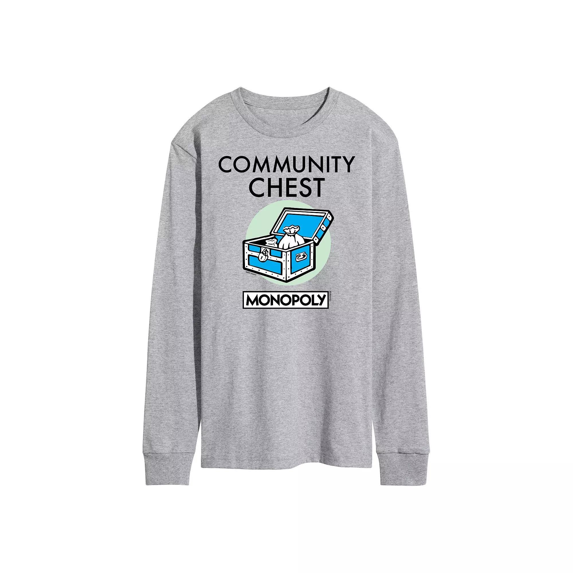 Men's Monopoly Community Chest Long Sleeve Graphic Tee, Size: XXL, Gray Product Image