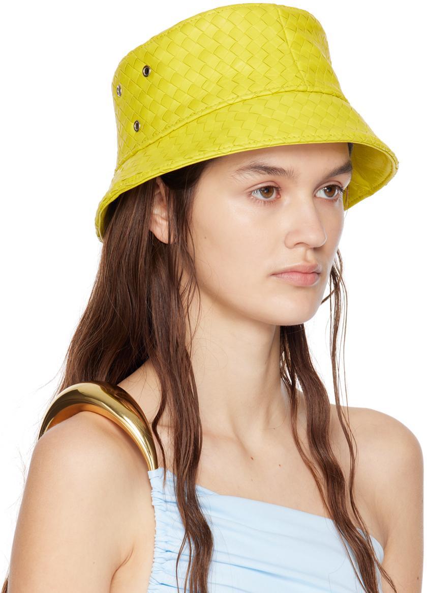 BOTTEGA VENETA Yellow Intrecciato Bucket Hat In 7193 Lighthouse Product Image